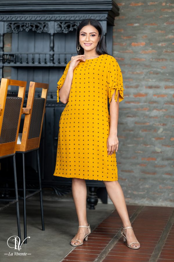 Mustard Short Dress - La Vivente